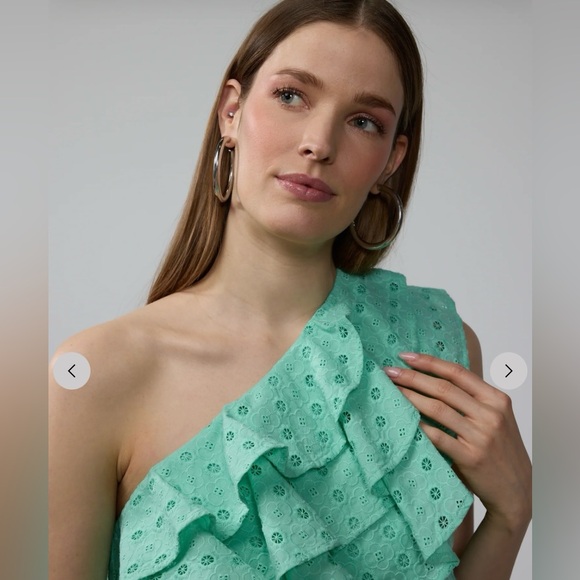 One Shoulder Eyelet Ruffle Tank Top - Picture 2 of 7